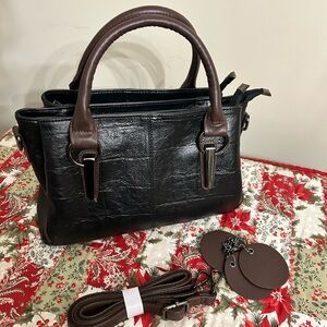 Chic Black and Brown Women's handbag faux leather- Brand New Never Used !